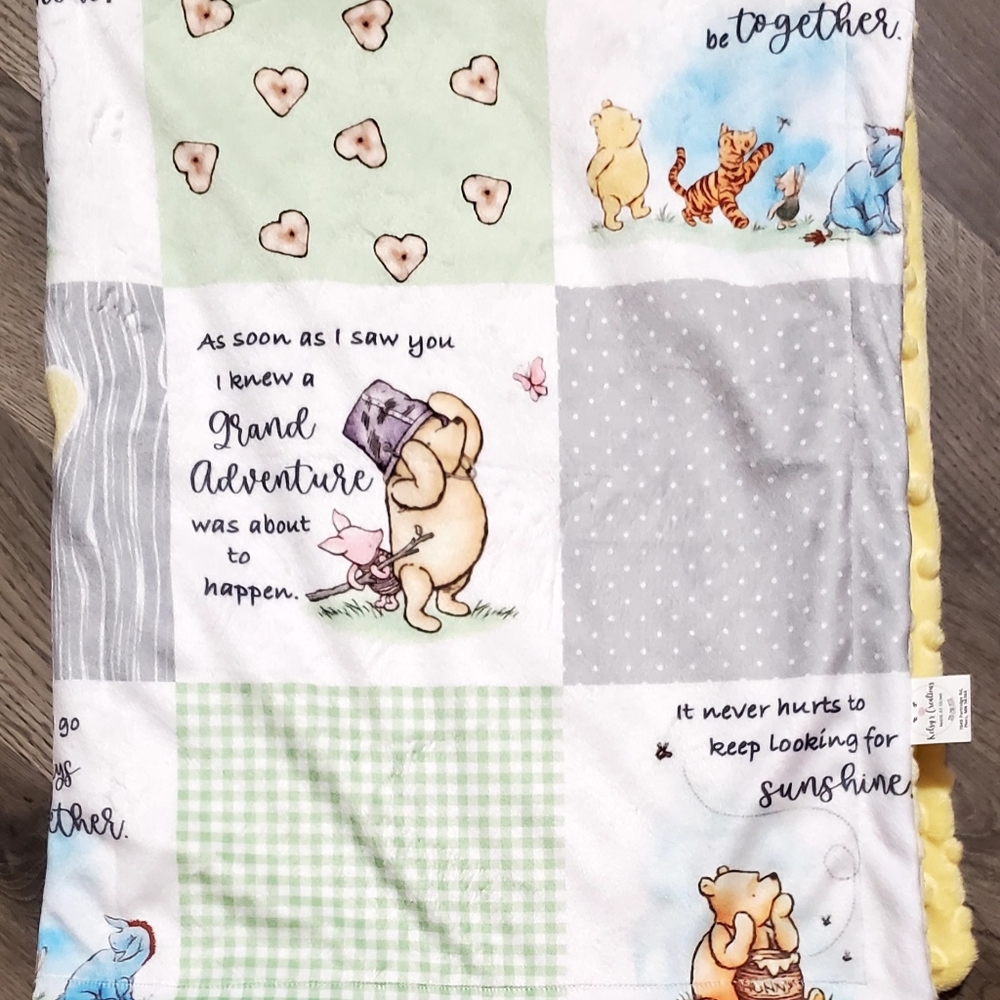 Winnie the pooh 28x 34" infant size minky blanket